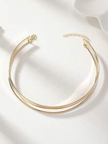 Minimalist Layered Cuff Choker - Yellow Gold - View 4