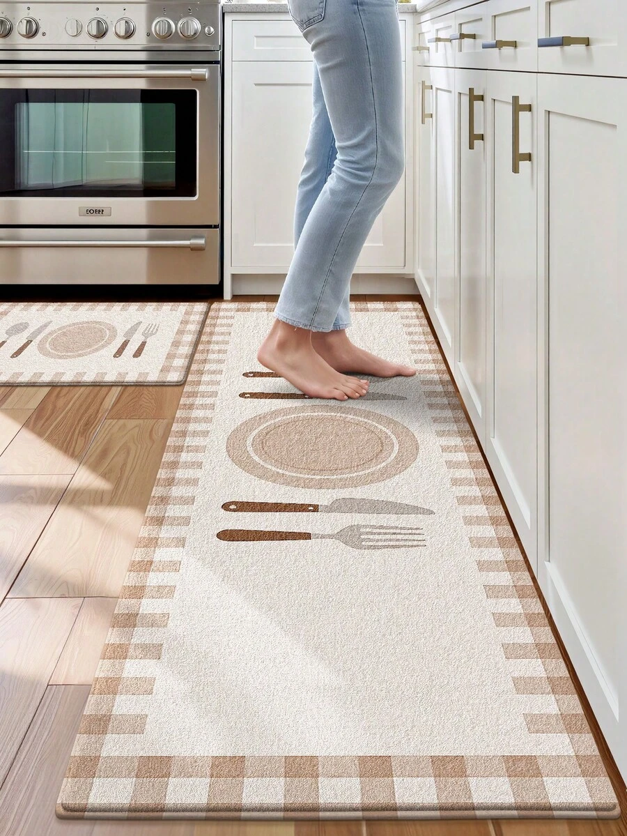 DAJIANG 1片加厚绒面舒适地垫，底部防滑，适用于玄关、厨房等场所，可机洗，易于清洁，家居装饰，适合节日、秋季、冬季、卧室等各种场合。 - 彩色 - 查看 1