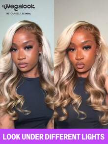 MEGALOOK 6"X5" Lace Front Wig, Ombre Brown Wavy Curly, 100% Human Hair - Pre-Plucked & Trimmed Lace, Easy To Wear, Invisible Knots, Transparent Lace, Natural Hairline, No Glue Needed, Golden Wavy Curls - No Glue, Beginner Friendly, Durable & Long-Lasting, Lightweight Cap - Trendy Color - View 3