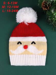 1pc Baby Christmas Hat, Warm Knitted Hat For Autumn/Winter, Cartoon Pattern, Holiday Gift Hat - Multicolor - View 4