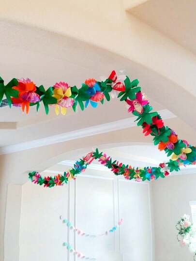 Tropical Garland Party Decorations,Christmas Decorations, 3meter Multicolored Tissue Paper Hibiscus Flower Summer Banner For Birthday Beach Theme Luau Hawaiian Party Supplies Jungle Decor, Halloween Decorations, Christmas Decorations, Luau Decorations, Colorful Banner, Hibiscus Design, Durable Material, Handmade Style, Decorative Garland, Floral Banner, Party Hosts, Event Planners,Christmas