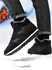 1 Paio di Stivali da Neve Casual da Uomo, Scarpe da all'aperto, Scarpe da Trekking, Scarpe Calde, Scarpe da all'aperto Antighiaccio Confortevoli, Scarpe da Passeggio Comode, Scarpe Gump, Scarpe da Allenamento, Scarpe da Corsa, Nero, Taglie Comode