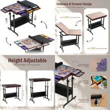 2000 Piece Foldable Puzzle Board With Height Adjustment Jigsaw Puzzle Table With 2 Felt Cover And 8 Sorting Trays/Drawers Puzzle Easel With Legs Enclosed With 4 Roller Wheels Black - 黑色 - 查看 1