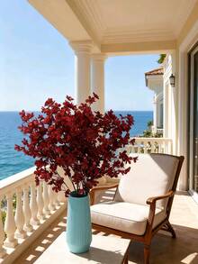 1pc High Branch Synthetic Flower Apple Flower Fake Flower Wedding Decoration And Party Item - Burgundy - View 3