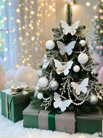 1/4Pcs Large Christmas Cuttings Gold Powder Firework Cuttings Christmas Tree Decorations Dandelion Glitter Firework Ball Cuttings Home Decoration
