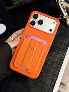 1 件新款时尚多功能皮革卡夹钱包保护套，带可折叠支架，适用于 Apple 13/14/15/16/17 Pro Max - 橘色 - 查看 4