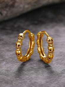 1 对时尚男士环形耳环，适合万圣节派对珠宝礼物