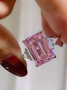 Minimalist Fashion Yellow Square Zirconia Ring, Party/Birthday Gift For Women