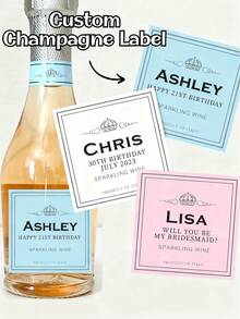 定制普罗塞克香槟酒标、定制普罗塞克酒标、定制葡萄酒防水酒标、葡萄酒酒标、周年纪念、母亲节礼物、父亲节礼物、伴娘求婚礼物、香槟生日礼物、个性化订婚礼物 - 彩色 - 查看 1