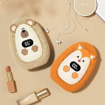 5V USB Rechargeable Plush Hand Warmer, Digital Display With 3 Temperature Settings, Portable Cute Winter Gift, Winter Accessory, Essential For Cold Weather, Comfortable Accessory, Plush Design, Soft Material, Durable Construction, Fast Heating, Adjustable Temperature, Office Workers, Gift Shoppers, Reusable Hand Warmer