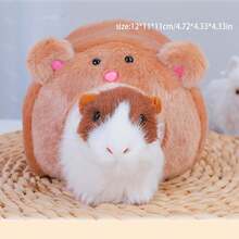 1 pieza Casa de oso marrón con cama para hámster, accesorio de jaula para animales pequeños, suministros para hámster, suministros para mascotas, "Oso Amoroso"