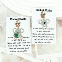 1pc/2pcs Cute Cartoon Koala Keychain With "Koala Hug" Card, Exquisite Animal Themed Design - Ideal For Weddings, Birthdays, Anniversaries And Special Occasions, Durable Keychain