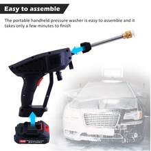 Cordless Pressure Washer, Portable Power Washer For Patio & Car, 6 In 1 Battery-Operated System With 5M Hose, Jet Wash Tool With Dual Batteries, High-Pressure Cordless Jet Cleaner - Black - View 6