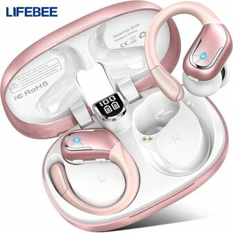 LIFEBEE 运动无线耳机，配备 75 小时电池和 LED 显示屏 | BT 5.3 Hi-Fi 立体声，IP7 防水，跑步时降噪麦克风