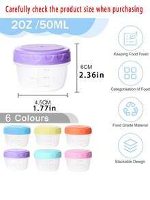12pcs Mini Sauce Containers With Lids, 2oz Reusable Condiment Cups With Measurement Markings, Portable Salad Dressing Jars, Small Plastic Food Storage Containers, Leak-Proof, Microwave & Fridge , For Travel, Picnic, School, Lunch, Holidays, Parties, Christmas, Halloween, Mother's Day, Valentine's Day - Multicolor - View 2