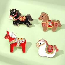 珐琅制作可爱马形徽章，质感精致的时尚配饰，适合万圣节、圣诞节、收藏、礼物、服装装饰 - 徽章 - 查看 3