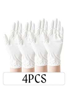 50/100pcs Disposable Nitrile Gloves, White, Oil & Water Resistant, For Cooking, Cleaning, Household Essentials