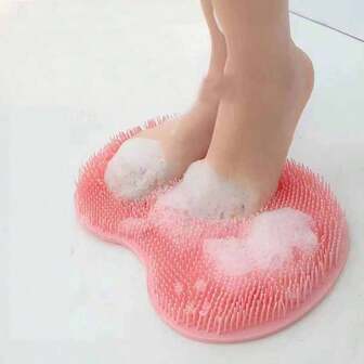 1pc Multifunctional Lazy Bath Brush Foot Mat, With Massage Pad, Non-Slip Shower Mat, No Electricity Or Battery Required