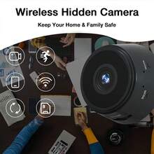 迷你 WiFi 摄像机，带夜视功能，高清 480P 无线摄像机，带运动检测，远程监控 - 黑色 - 查看 10
