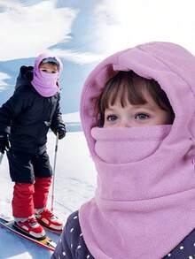 1pc Kids Full Face Ski Mask Neck Warmer, Children Wool Balaclava Hat For Boys And Girls Ski Cap - Multicolor - View 3