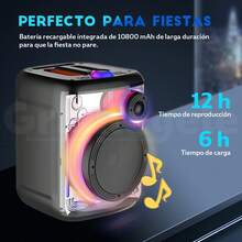 Altavoz Bluetooth con 2 micrófonos inalámbricos recargables – Altavoz portátil para fiestas con luces de colores – Altavoz de suelo compatible con tarjetas TWS/AUX/USB/TF, ideal para fiestas, casa y camping. - Rosa - Ver 3