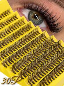 Elara 200 Cluster 30D 簇状睫毛，D 型卷翘，10-16 毫米混合长度，蓬松轻盈柔软的仿貂皮睫毛，DIY 睫毛延长套装，可重复使用，轻盈便携，非常适合初学者、日常妆容、婚礼、派对、音乐节、旅行、角色扮演和节日礼物。可打造惊艳的猫眼和狐狸眼妆容。