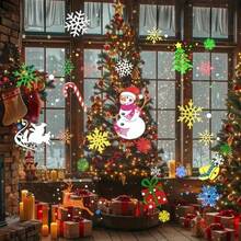 1 pieza Proyector LED de Navidad - Luz nocturna que cambia de color RGB - Con copos de nieve, sombreros de Papá Noel, renos, regalos - Decoraciones navideñas que giran automáticamente, para usar en familia, fiestas, ventanas - Decoraciones navideñas enchufar y listo, iluminación navideña, diseño interesante y decoración del hogar. - Negro - Ver 10