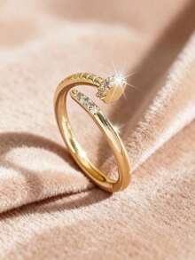 Rundraw 2026 New Adjustable Gold Ring With Zirconia Stone, Suitable For Men And Women, Ideal As Party And Holiday Gift, Luxury Jewelry Choice For Couples And Wives, Christmas And New Year Gift - 鐘 - 查看 7