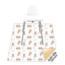 1pc Cute High Chair Mat, Baby Splash Mat, Suitable For Under High Chair/Arts & Crafts, Waterproof Anti-Spill Mat, Non-Slip Splash Guard, Washable, Also Can Be Used As Tablecloth