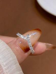 خاتم فضة إسترليني 925 بتصميم بسيط، خاتم مرصع بالكامل بالماس للنساء، مقاسات صغيرة وكبيرة، هدية فاخرة فريدة، مناسب للارتداء اليومي