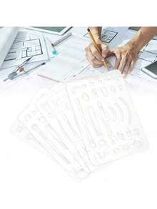 Borrador Shield inoxidable, herramientas de borrado de acero inoxidable, plantilla de dibujo ingeniería, regla herramienta de precisión para diseñoécnico y dibujo profesional - Transparente - Ver 4