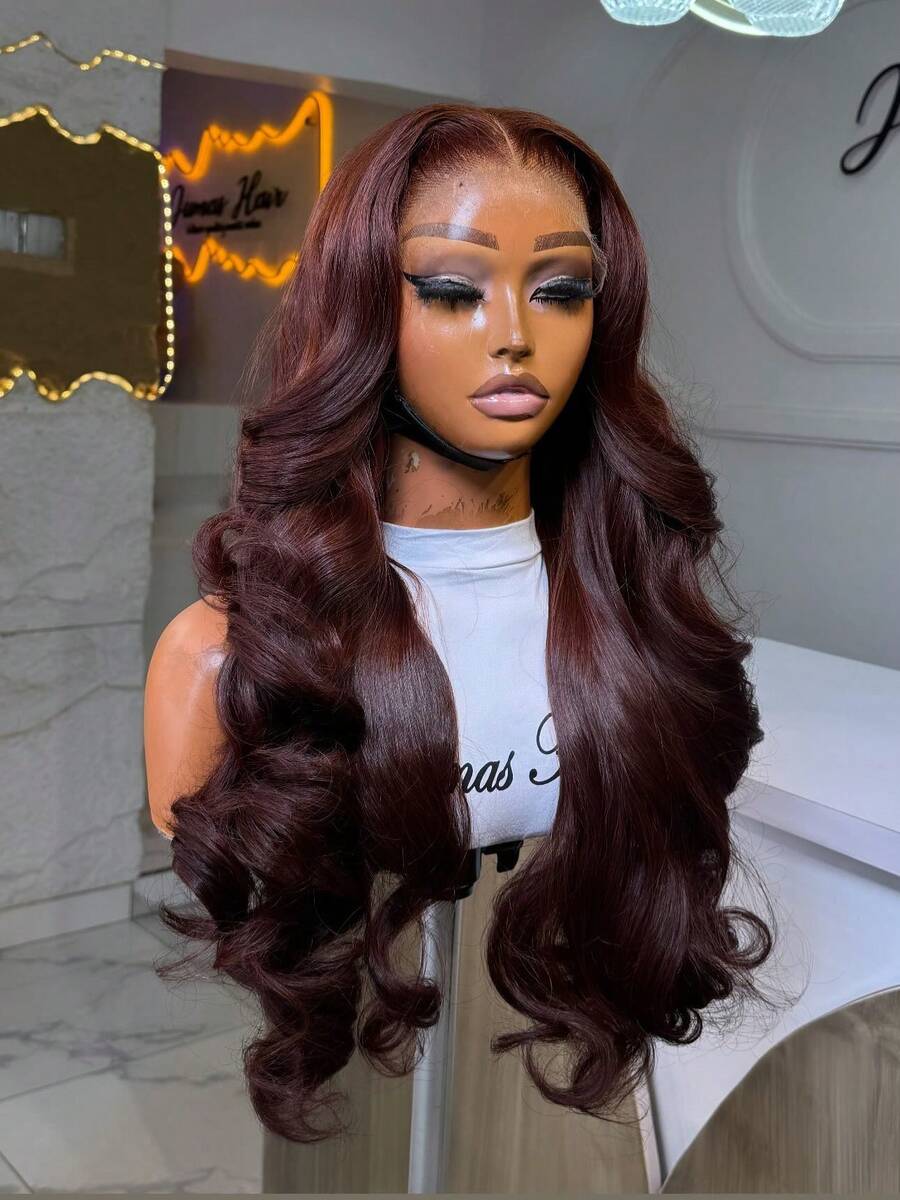 30 Inch Chocolate Brown Body Wave Lace Front Human Hair Wigs 250 Density Pre Plucked 13x4 HD Lace Frontal Wig Brazilian Glueless Human Hair Wigs #4 Brown Colored Human Hair Wig For Women - 巧克力棕 - 查看 1