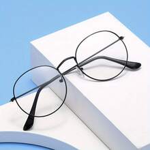 1 Piece Unisex Round Metal Frame Glasses, Solid Color Full Frame Copper Alloy Frame, Fashionable Daily Wear Glasses, Women's Glasses Frame, Fashion Accessories, Casual Glasses, Minimalist Design, Fashion Glasses, High-Quality Metal, Durable Glasses, Round Frame, Unisex Glasses, Fashion Glasses, Men's Accessories - kính tròn - Xem 2
