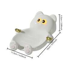 1个可爱卡通猫咪皂碟 - 装饰性塑料皂架，表面光滑，趣味浴室香皂海绵收纳架，装饰性皂托 | 迷人的浴室配件 | 光滑塑料结构，皂托，圣诞礼物浴室配件浴室工具