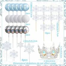 LaVenty Snowflake Balls Cake Toppers Frozen Princess Cake Decoration Tiara Crown Birthday Decoration For Birthday Boho Party Supplies - Multicolor - View 4
