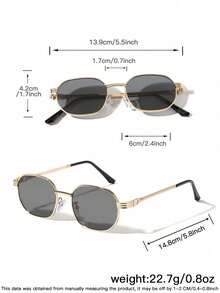 1 件装男士金属矩形镜框金色时尚眼镜，休闲简约设计有色镜片 Y2K 眼镜，适合活动派对和节日 - 彩色 - 查看 6