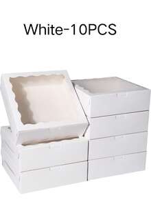 10 Pcs 8x8x2.5 Inch Cookie Boxes, Baking Boxes With Windows, Pie Boxes, Chocolate Strawberry Boxes, Fragile Heart-Shaped Boxes, Delicatessen Boxes, Cake Boxes, Christmas Wrapping Boxes, Suitable For Christmas, Valentine's Day, Halloween, Easter, Wedding, New Year's Eve, Father's Day, Mother's Day Gift Packaging Storage, Christmas Gift Boxes, Christmas, Valentine's Day Party, Home Decor, Home Gifts - 8825 - View 14