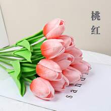 3pcs Artificial Tulip Flowers Decor, Home Decoration Accessories, Living Room & Bedroom Ornament - Hot Pink - View 37
