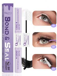 208PCS D Curl Lash Clusters 200D DIY Eyelash Extension Kit 200D & Bottom Lashes With Bond And Seal Tweezers Brush Cluster Eyelash Extensions Fluffy Soft Individual Lashes, Suitable For Beginners, 10-18 MM - 黑色 - 查看 8