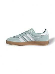 Giày thể thao Adidas GAZELLE INDOOR W dành cho nữ, giày thể thao thông thường, chất liệu da lộn, buộc dây, đệm êm ái, màu xám xanh lá cây JS1396 - Xám xanh - Xem 1