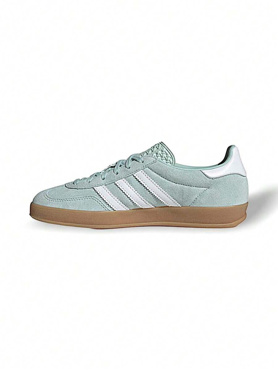 Giày thể thao Adidas GAZELLE INDOOR W dành cho nữ, giày thể thao thông thường, chất liệu da lộn, buộc dây, đệm êm ái, màu xám xanh lá cây JS1396 - Xám xanh - Xem 1