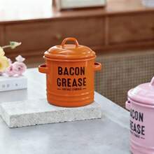 An Oil Can With Lid And Strainer, Enamel Grease Container, Vintage Large Capacity Oil Storage Can, Country Kitchen Decoration, Home Decoration Cooking Oil Can, Suitable Gift For Family And Friends - 粉色-帶濾網套裝 - 查看 9