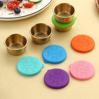 1.5oz Stainless Steel Sealed Sauce Cups With Lids, 6pcs/1pc/12pcs Leak-Proof Salad Dressing Seasoning Bowls, Suitable For Picnic, Kitchen, Christmas Gifts