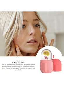 Roller Rodillo de Hielo para la Cara Agarre Antideslizante Rodillos de Hielo para la Cara Silicona Duradera Fácil Operación Molde de Hielo para Belleza Apriete (Azul) - Rojo - Ver 5