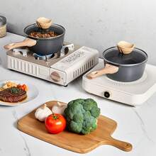 Pentola antiaderente da 1,42 L con coperchio in vetro temperato, pentola per zuppa e verdure con manico rimovibile, pentola per latte e verdure in lega di alluminio, nera - nero - Visualizzare 1