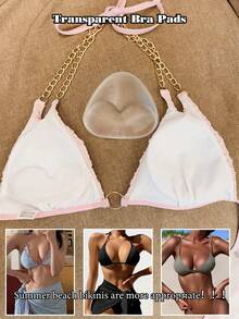 2pcs Women's Sports Intimate Padding Triangle Silicone Bra Inserts, Invisible Seamless Enhancing, 3 Colors Available For Bikini Lingerie - Multicolor - View 5