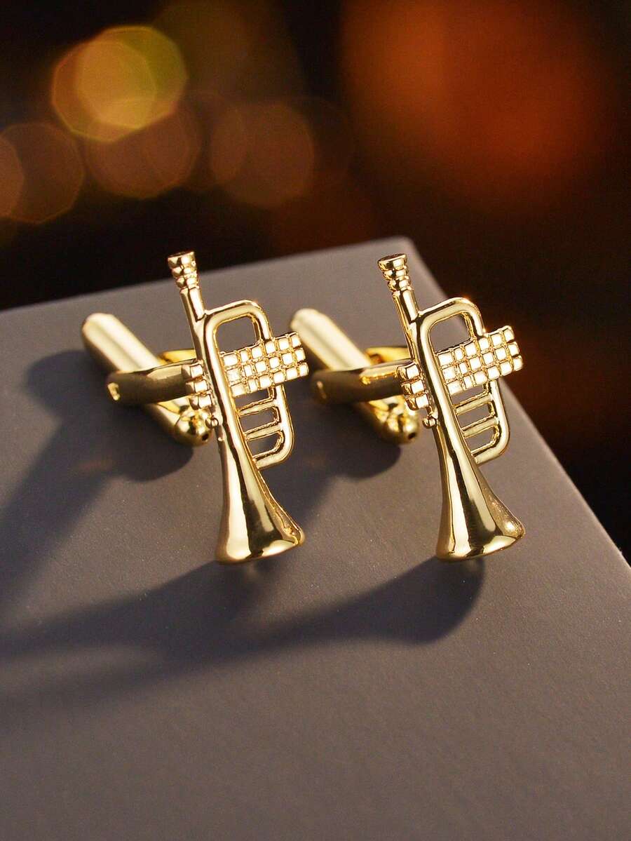 1 Paar zarte, kleine Musikinstrument-förmige Manschettenknöpfe