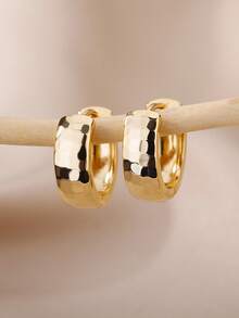 1 par de pendientes de aro con cadena vintage para mujer, color dorado, de acero inoxidable con diseño geométrico, para fiesta, boda y regalo