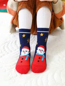 Calcetines de Navidad divertidos y lindos de dibujos animados, calcetines de toalla de invierno roja con diseños navideños para hombres y mujeres