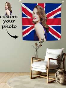1pc Customizable Personalized Photo & Text Flag Tapestry, Suitable For Birthday, Wedding, Halloween, Christmas, Party, Father's Day/Mother's Day, Home Decor, Bedroom Aesthetics, Room Decor, Bedroom Decoration, Party Decoration Tapestry - Multicolor - View 7